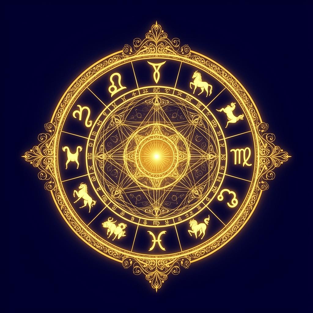 Golden zodiac wheel